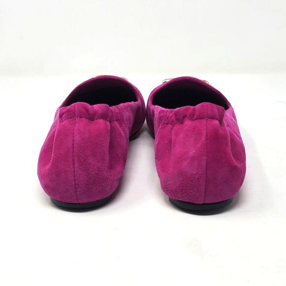 Tory Burch Eleanor Loafers Ballet Flats Fuchsia Pink Suede Leather Size US 7 - Picture 7 of 11